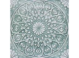 Hand-Painted Ceramic Tile Moroccan Decor, Boho Wall Art, Aqua & White - 30cm/11.8 - thumbnail 1