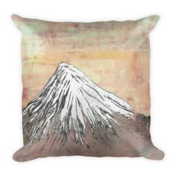 Square Pillow With Mountain Print, Pillowcase Pillow, Interior Decoration, Print Illustration, Printed - thumbnail 1