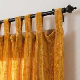 Gold Luxury Velvet Curtain, Bohemian Custom Length Curtain, Single Window Panel - thumbnail 2