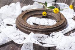 "Handcrafted Round Frame, Wooden Picture Frame For Wall, Wood Frame Home Decor, Hallway Rustic Living Room Circle ""Rouen" - thumbnail 1