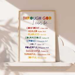 Set Of 3 Colourful Christian Prints Kids, Wall Art, Toddler Sunday School, Playroom, Girls Bedroom Decor, Rainbow - thumbnail 2