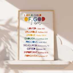 Set Of 3 Colourful Christian Prints Kids, Wall Art, Toddler Sunday School, Playroom, Girls Bedroom Decor, Rainbow - thumbnail 3