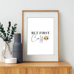 But First Coffee Quote Print - Watercolor Kitchen Wall Art - thumbnail 3