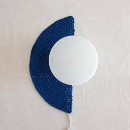 Handmade Crochet Wall Lamp Half-Moon - Wabi Sabi Decor Minimalistic Japandi Cocoon