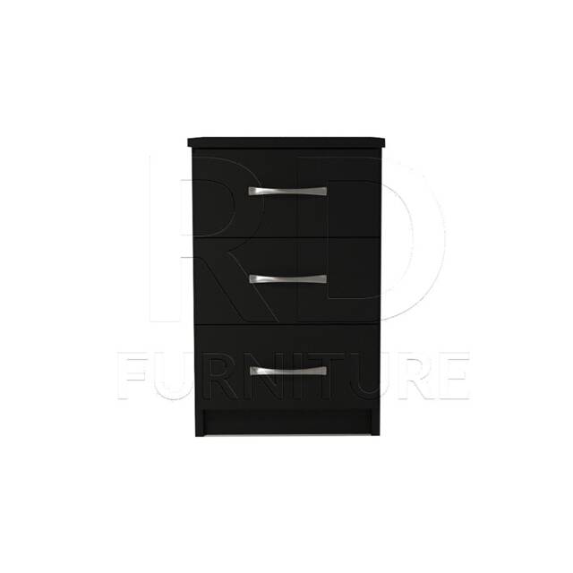 Black Bedside Table, Bedside, Ready Assembled Classic 3 Drawer - image 1