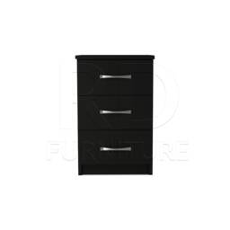 Black Bedside Table, Bedside, Ready Assembled Classic 3 Drawer
