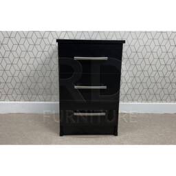 Black Bedside Table, Bedside, Ready Assembled Classic 3 Drawer - thumbnail 3