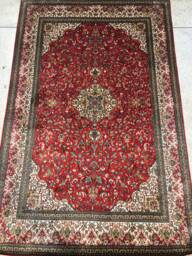 Size126x193 cm, 6x4 Feet. Handmade Kashmir Silk Carpet - thumbnail 1