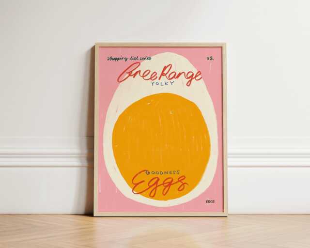 Eggs Print, Quirky Kitchen Poster, Wall Art, Decor, Colourful Food Trendy Unframed - image 1