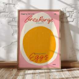 Eggs Print, Quirky Kitchen Poster, Wall Art, Decor, Colourful Food Trendy Unframed - thumbnail 2