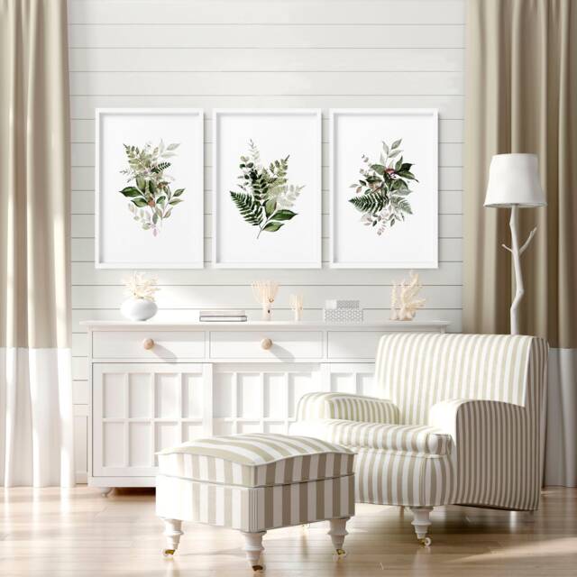 Home Decor Wall Art, Boho Botanical Set Of 3 Prints, Living Room Decor, Hangings Office Above The Bed Art - image 1