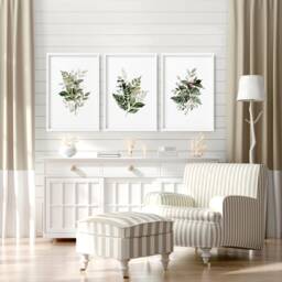 Home Decor Wall Art, Boho Botanical Set Of 3 Prints, Living Room Decor, Hangings Office Above The Bed Art - thumbnail 1