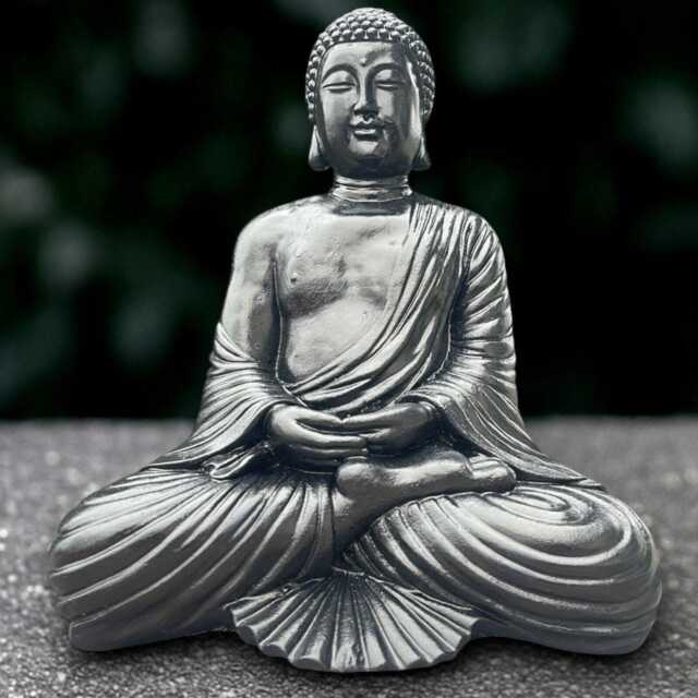 Black Buddha Sculpture Concrete Statue Stone Japanese Decoration Handmade Art Lover Gift Zen Garden Ornament - image 1