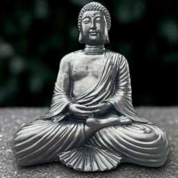 Black Buddha Sculpture Concrete Statue Stone Japanese Decoration Handmade Art Lover Gift Zen Garden Ornament - thumbnail 1