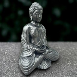 Black Buddha Sculpture Concrete Statue Stone Japanese Decoration Handmade Art Lover Gift Zen Garden Ornament - thumbnail 3