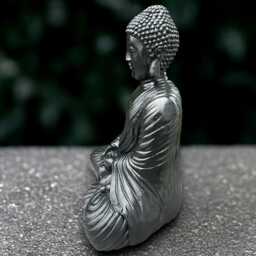 Black Buddha Sculpture Concrete Statue Stone Japanese Decoration Handmade Art Lover Gift Zen Garden Ornament - thumbnail 2