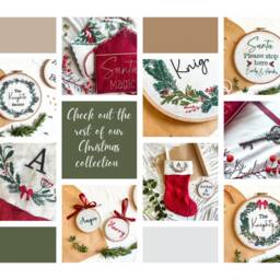 Christmas Tree Ornament With First Initial - Personalized Festive Decorations Embroidered Felt Pinecone Wreath - thumbnail 3