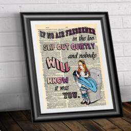Art Print On Dictionary Book Page Alice in Wonderland. Funny Toilet Quotation Artwork Upcycled Media. Wall Art Vintage Alice - thumbnail 2