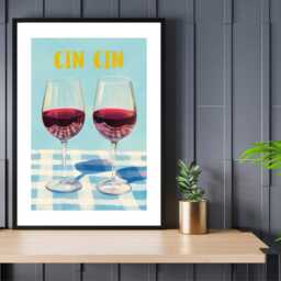 Cin - Wall Print Abstract Friend Cheers Wine Drink Quote Gift Idea Bespoke Poster A5 A4 A3 Framed Or Unframed - thumbnail 2