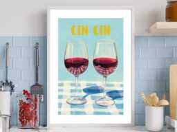 Cin - Wall Print Abstract Friend Cheers Wine Drink Quote Gift Idea Bespoke Poster A5 A4 A3 Framed Or Unframed - thumbnail 1