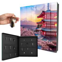 Japanese Harmony Wall Mounted Key Cabinet, Pink Box For Home, Painterly Landscapes, Lovers Of Culture