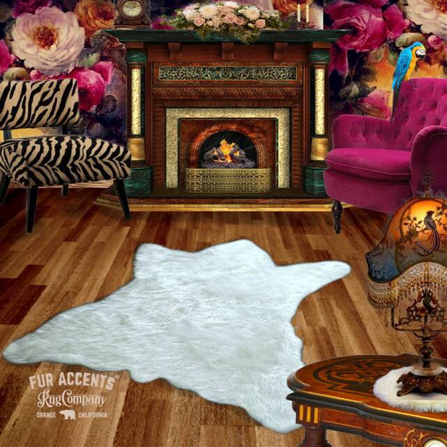 Plush Faux Fur Bear Skin Rug - Handmade Pelt Shape Throw, Usa - image 1