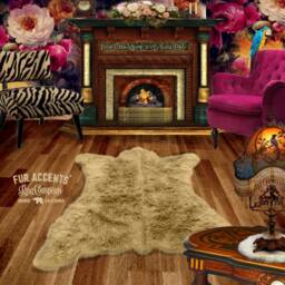 Plush Faux Fur Bear Skin Rug - Handmade Pelt Shape Throw, Usa - thumbnail 2