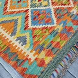 Tribal Rug, Handmade Artisan Afghan Turkish Scandinavian Navajo Bohemian Flatweave Wool Kilim Rug 145x107 cm - thumbnail 2