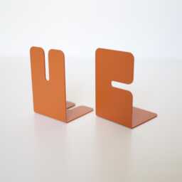 Textured Orange Metal Bookend Set Of 2, Modern Book Stopper For Heavy Books, Boho Matte End, Minimalist Holder
