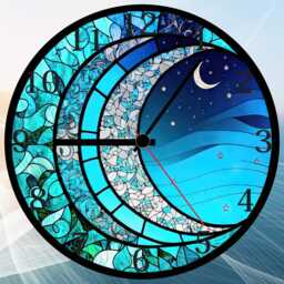 Crescent Moon Glass Or Mdf Wall Clock Faux Stained Decor - thumbnail 3