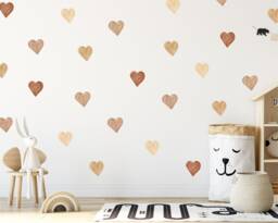 Watercolor Heart Wall Decals, Earth Tones, Boho Nursery Decor