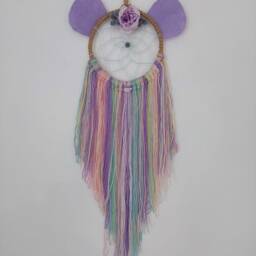 Mouse Dreamcatcher Purple Dream Catcher Nursery Wall Hanging Decor Colourful Piece Kids Bedroom Art Minnie Flower Present Gift - thumbnail 4