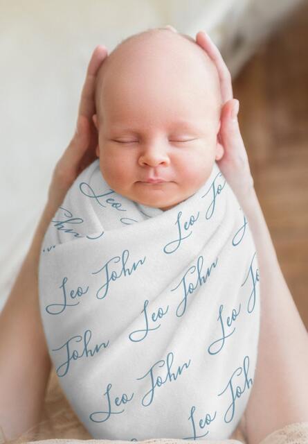 Baby Swaddle Blanket, Personalized Name Birth Announcement Boy Hospital Newborn Photo, Shower Gift - image 1