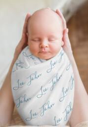 Baby Swaddle Blanket, Personalized Name Birth Announcement Boy Hospital Newborn Photo, Shower Gift - thumbnail 1