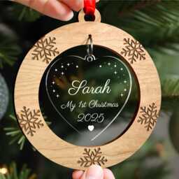 Baby's First Christmas Decorations - Personalised Babys 1st Ornament Xmas Keepsake New Baby With Red Bag - thumbnail 1