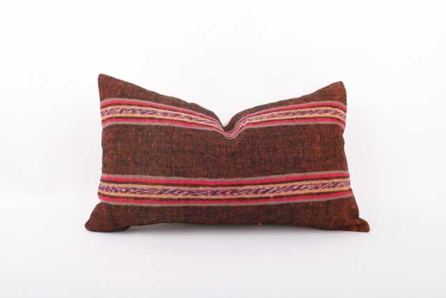 Handwoven Turkish Kilim Pillow Cover Boho Ethnic Decor - 12x20 - image 1