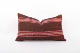 Handwoven Turkish Kilim Pillow Cover Boho Ethnic Decor - 12x20 - thumbnail 1