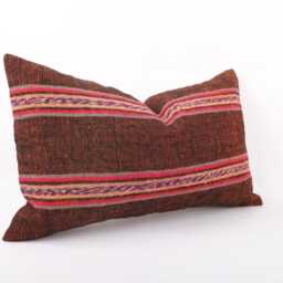 Handwoven Turkish Kilim Pillow Cover Boho Ethnic Decor - 12x20 - thumbnail 3