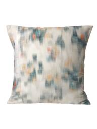 1 X Abstract Ikat Orange Blue Ivory Linen Cotton Fabric Cushion Cover 16 - thumbnail 1