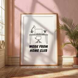 Work From Home Club Print, Funny Office Wall Art, Neutral Decor, Desk Quote Prints, Corporate Art Poster - thumbnail 1