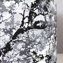 Grey & Silver Abstract Scandinavian Fabric Lampshade Handmade By Vivid Shades, Funky Stylish Scandi Tree Pattern, Standard Drum Lamp Shade - thumbnail 3