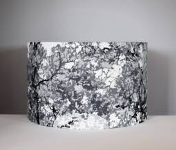 Grey & Silver Abstract Scandinavian Fabric Lampshade Handmade By Vivid Shades, Funky Stylish Scandi Tree Pattern, Standard Drum Lamp Shade - thumbnail 1
