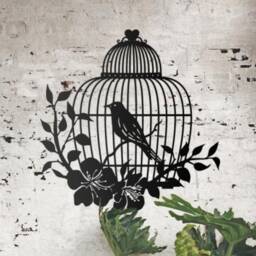 steel Bird Cage Wall Art, Woodland Home Decor - 39.6x39.4 - thumbnail 1