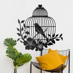 steel Bird Cage Wall Art, Woodland Home Decor - 39.6x39.4 - thumbnail 2