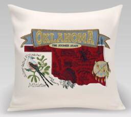 Oklahoma - Embroidered State Pillow With Feather Insert - thumbnail 1