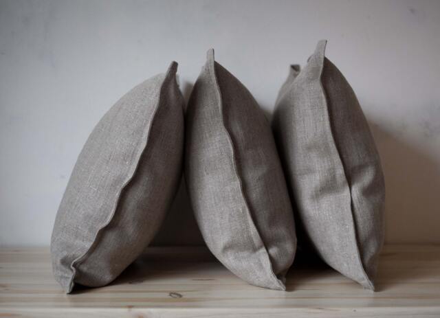 Linen Throw Pillow Covers Set Of 3 - Decorative Cases Cushion Linen Pillows Euro Shams Custom Size - image 1