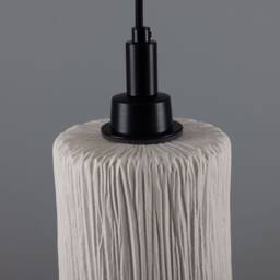Senna Organic Ceramic Cylinder Bathroom Pendant Light Matte White Striped 4.7 - thumbnail 3