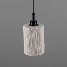 Senna Organic Ceramic Cylinder Bathroom Pendant Light Matte White Striped 4.7 - thumbnail 2