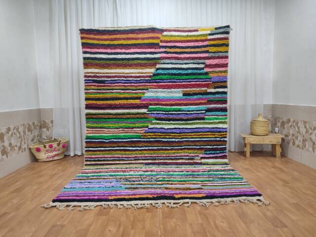 Custom Boujad Wool Rug - Multicolored Authentic Moroccan Carpet, Handmade - image 1