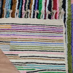 Custom Boujad Wool Rug - Multicolored Authentic Moroccan Carpet, Handmade - thumbnail 4